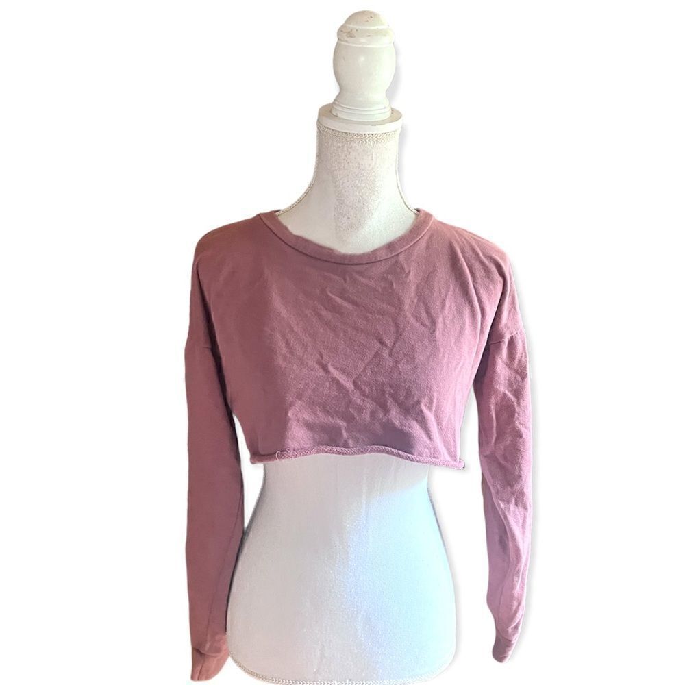 PRETTYLITTLETHING PETITE CROPPED SWEATSHIRT MAUVE PINK SIZE SMALL